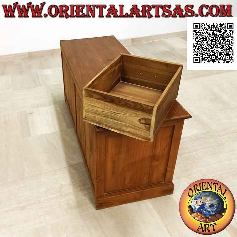 Aparador simple con 2 puertas (estante doble) y 2 cajones centrales en madera de teca