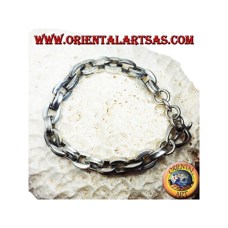 silver bracelet, thick square chain