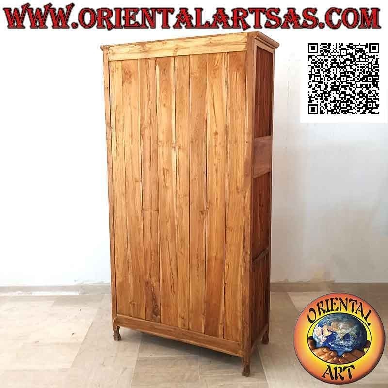 Aparador alto con 4 puertas de columna (2 arriba y 2 abajo) y 2 cajones en madera maciza de teca