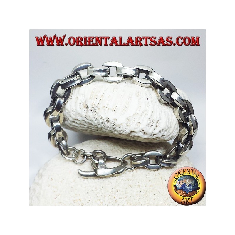 silver bracelet, thick square chain