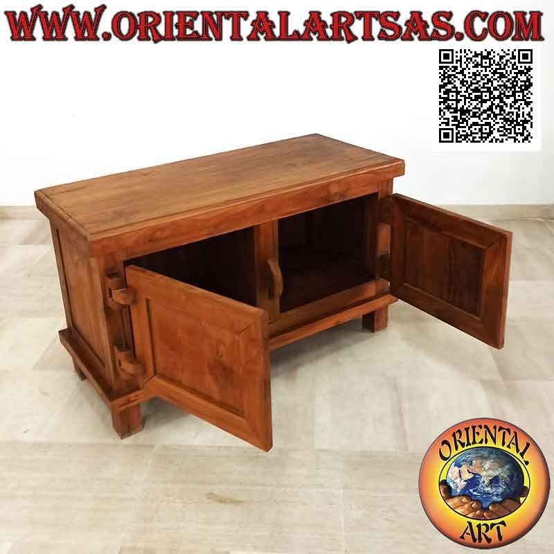 Buffet with two doors with door and closing and hinges in wood, in teak wood