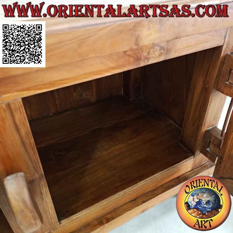 Buffet à deux portes avec porte et fermeture et charnières en bois, en bois de teck