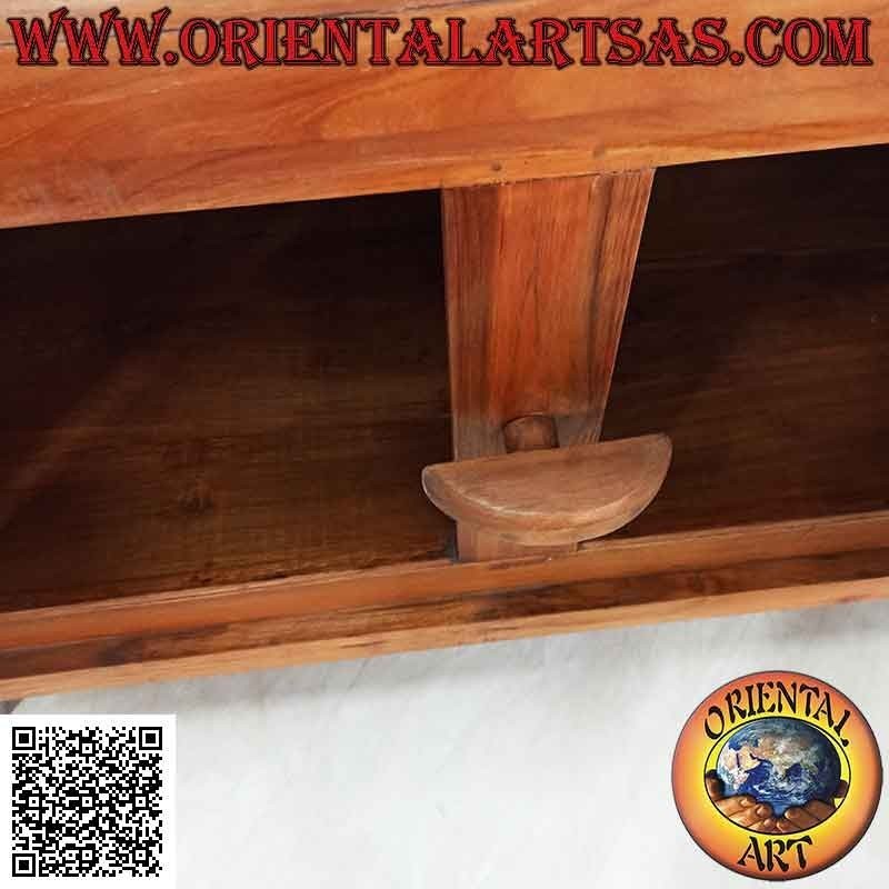 Buffet a due ante a portellone e chiusura e cerniere in legno, in legno di teak
