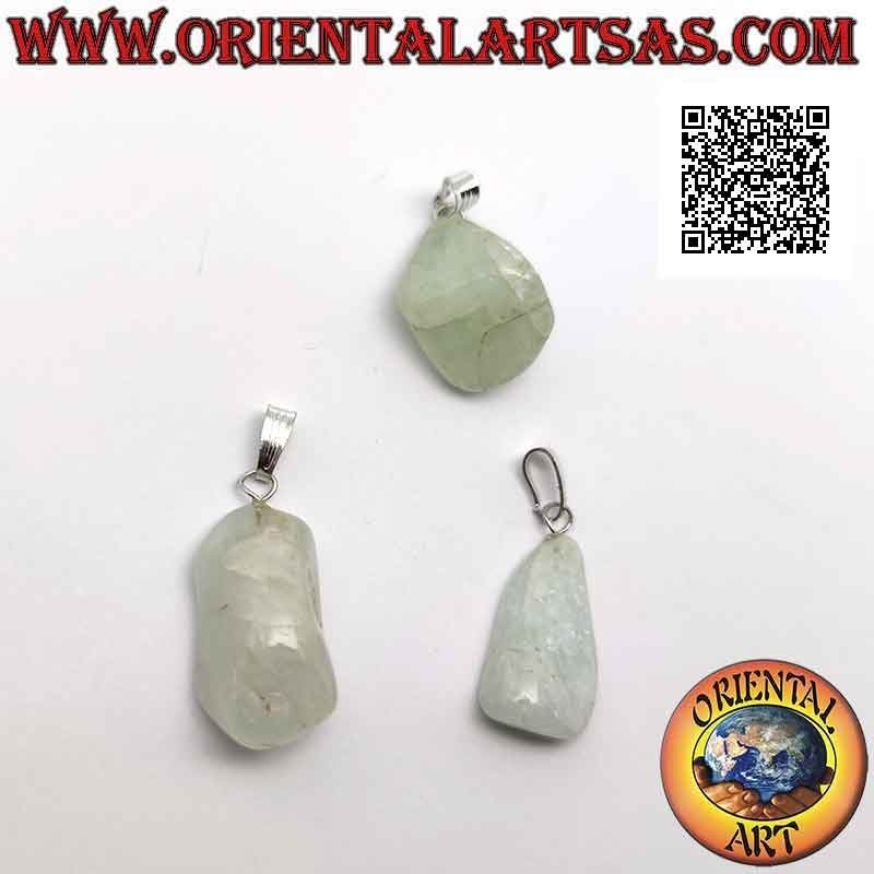 Colgante Aguamarina Natural Rodada | Metal Hipoalergénico