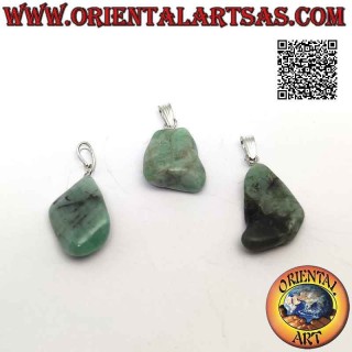 Pendentif Émeraude Naturelle Roulée - Métal Hypoallergénique