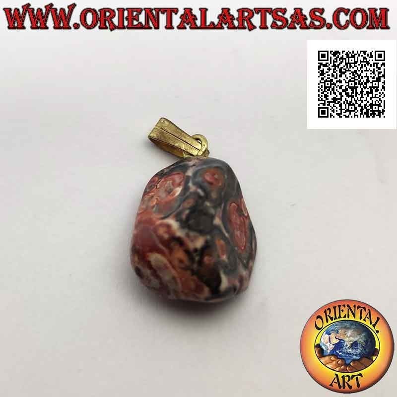 Colgante Piedra Jaspe Leopardo Natural Pulido Hipoalergénico