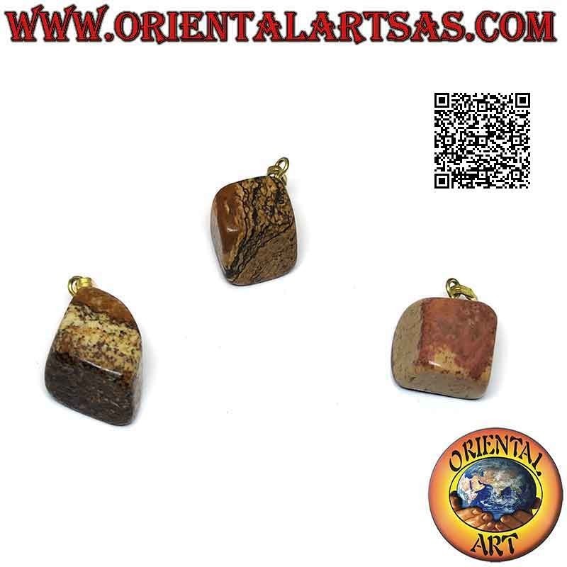 Landscape Jasper Paesina Tumbled Pendant Hypoallergenic | Oriental Art
