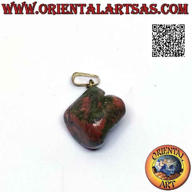 Pendentif Unakite Naturelle Roulée | Métal Hypoallergénique