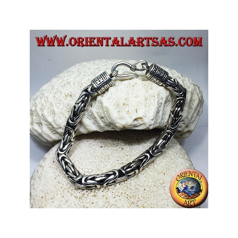 bracciale in argento, Borobudur sezione quadrata mm. 6,5*6,5