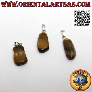 Colgante Ojo de Tigre Natural Rodado | Metal Hipoalergénico