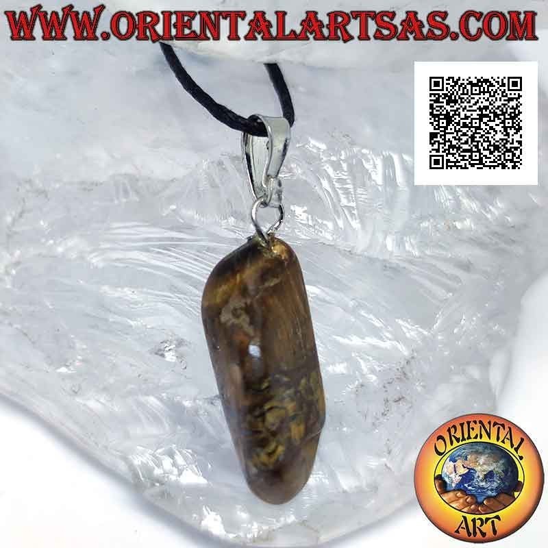Tumbled Natural Tiger's Eye Pendant | Hypoallergenic | Oriental Art