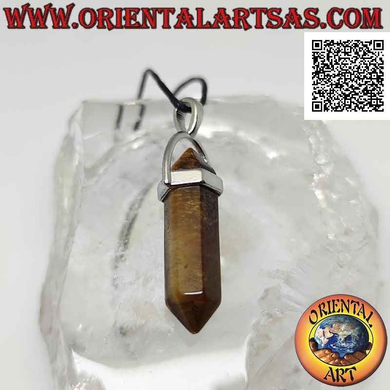 Pendentif Oeil de Tigre Naturel Prisme Hexagonal Hypoallergénique