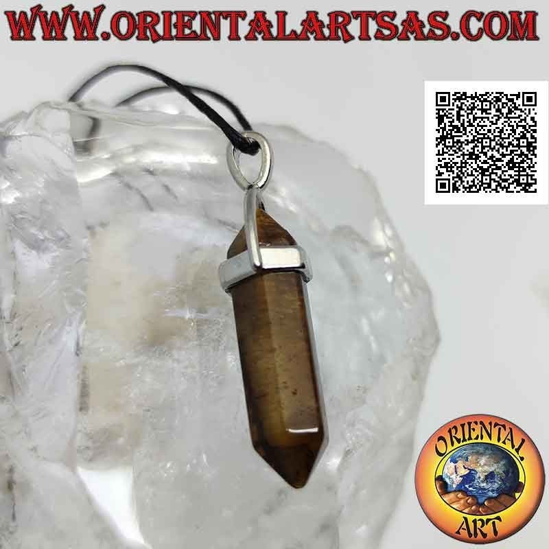 Pendentif Oeil de Tigre Naturel Prisme Hexagonal Hypoallergénique