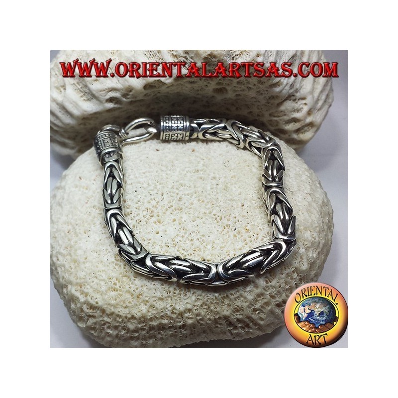 Silber-Armband, Borobudur quadratischem Querschnitt (mm. 6.5 * 6.5)