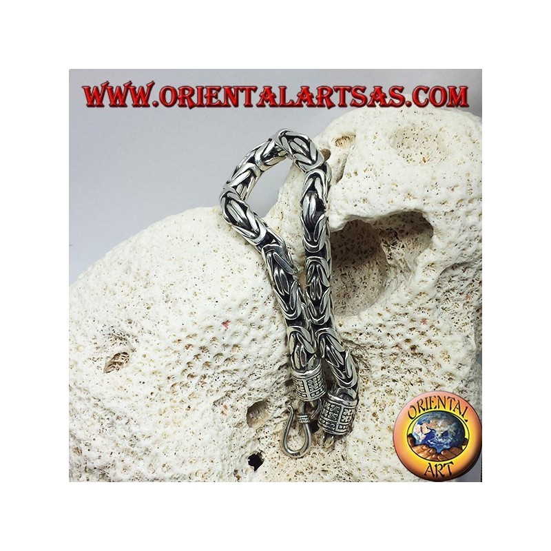 Silber-Armband, Borobudur quadratischem Querschnitt (mm. 6.5 * 6.5)