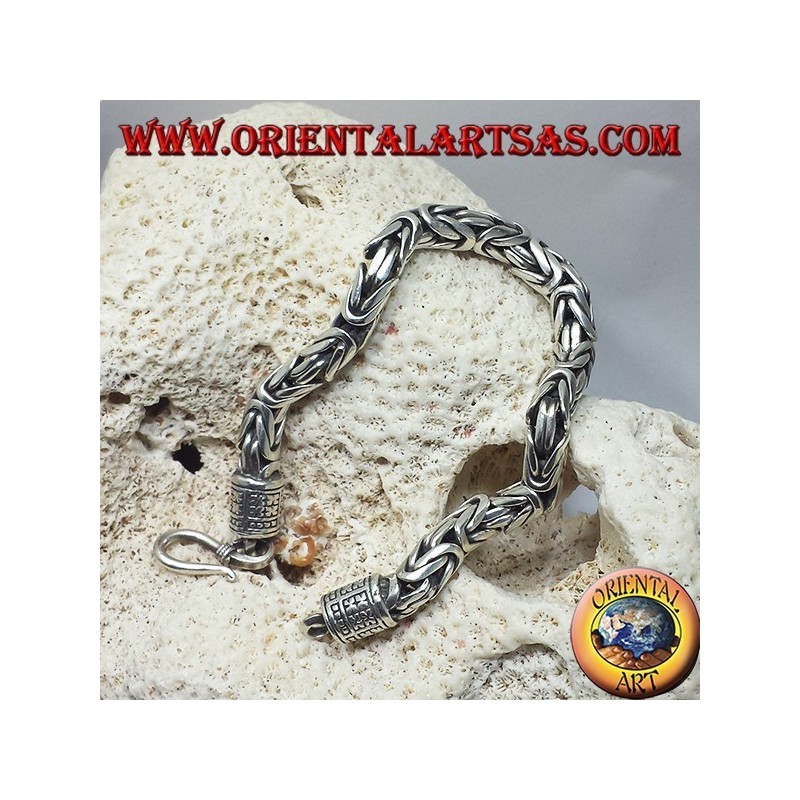Silber-Armband, Borobudur quadratischem Querschnitt (mm. 6.5 * 6.5)