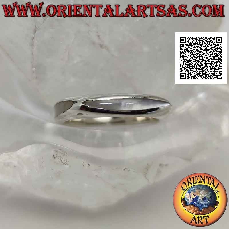 Anillo de plata lisa con banda cuadrada con lanzadera de nácar estrecho en los cuatro lados