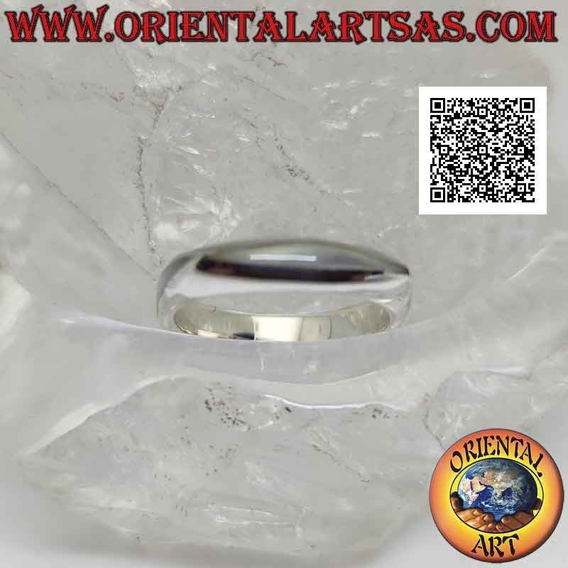 Bague en argent lisse avec bande carrée avec navette en nacre étroite sur les quatre côtés