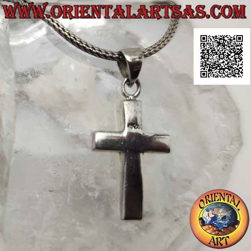 Silver pendant, Latin cross in paua shell (abalone) on silver setting