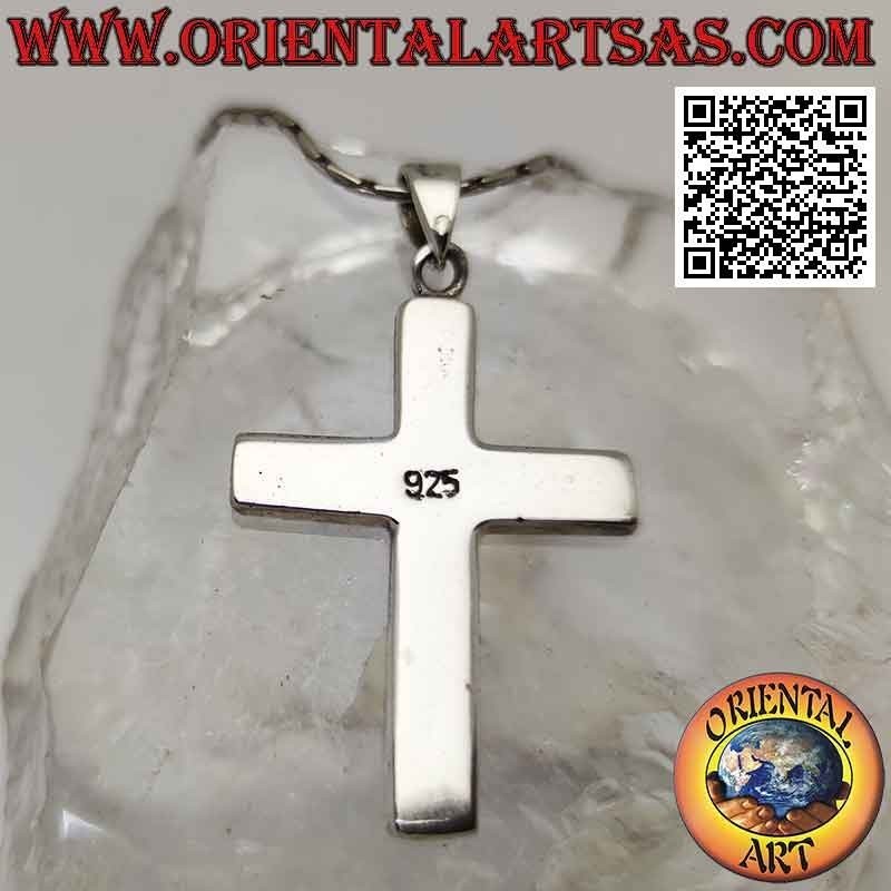 Silver pendant, Latin cross in carnelian with smooth edge