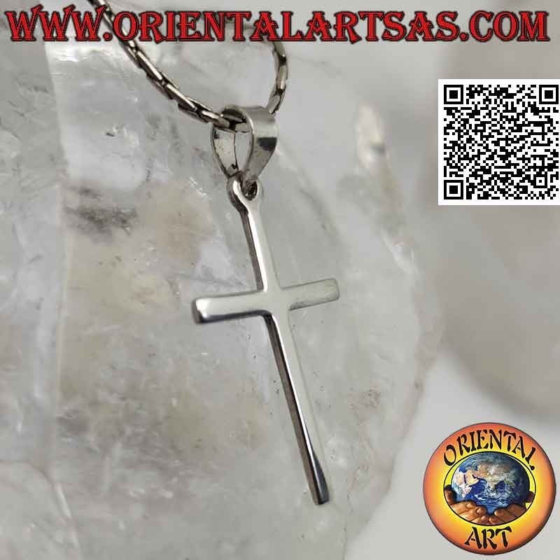 Colgante de plata, Cruz latina cristiana clásica fina (30 * 17)