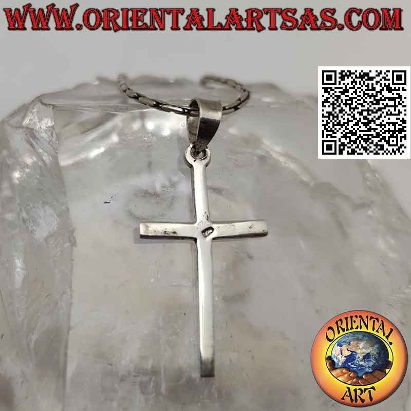 Pendentif en argent, croix latine chrétienne classique mince (30 * 17)