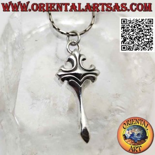 Silver pendant, lily cross with pointed foot