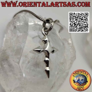 Pendentif en argent, croix lisse pseudo-réticulée