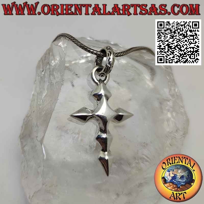 Silver pendant, smooth pseudo-reticulated cross