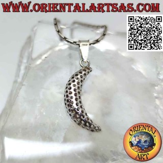 Colgante de plata, media luna lisa tridimensional perforada