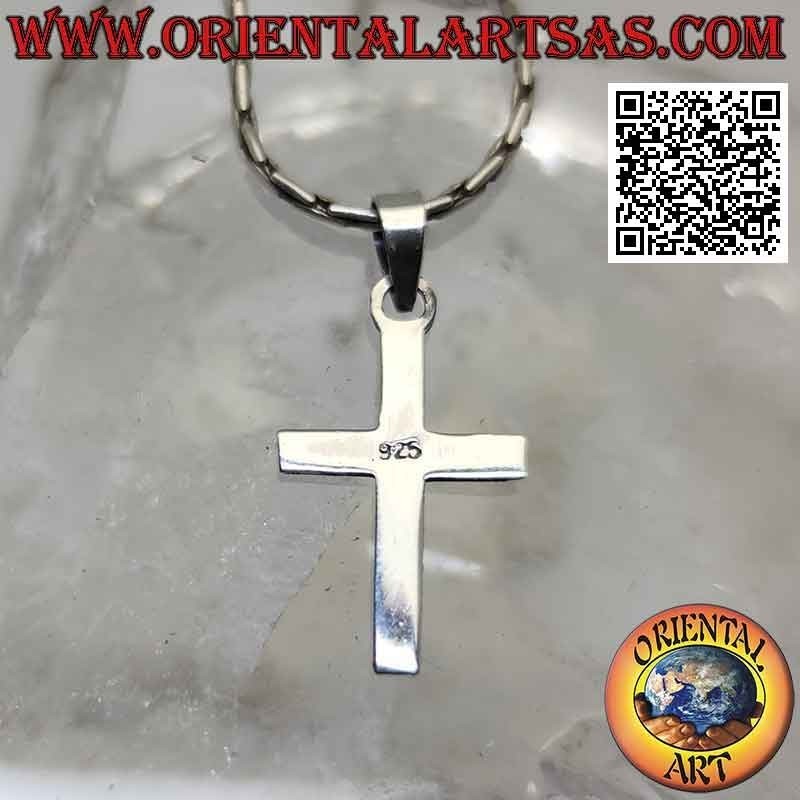 Silver pendant, double overlapping smooth Christian cross
