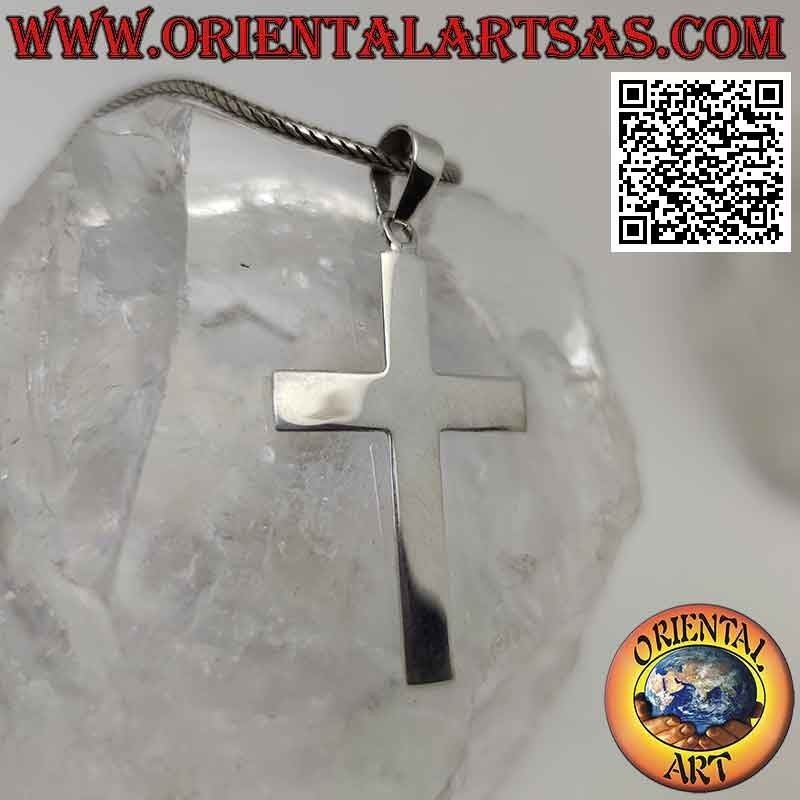 Pendentif croix chrétienne latine carré en argent plat et lisse (35*25)