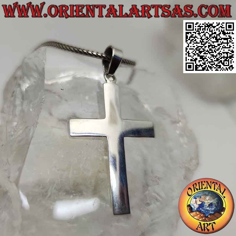 Pendentif croix chrétienne latine carré en argent plat et lisse (35*25)