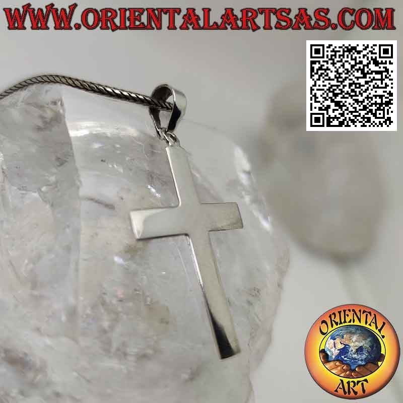 Ciondolo in argento croce latina cristiana piatta e liscia (35*25) squadrata