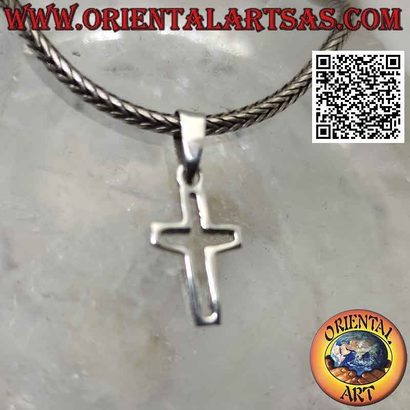 Ciondolo in argento, contorno di croce latina forata centralmente (12*8)