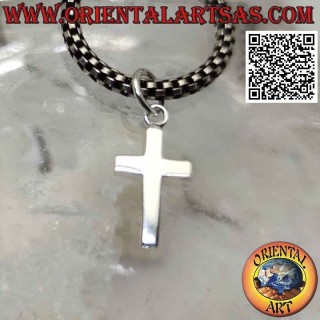 Pendentif en argent, croix latine plate lisse (12*7)