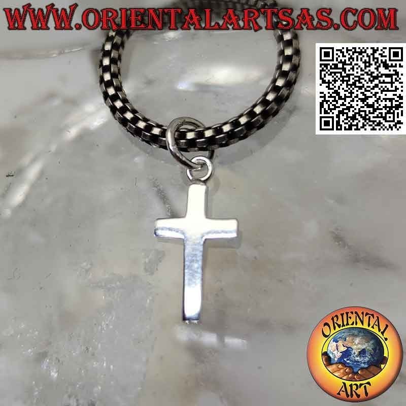 Ciondolo in argento, croce latina liscia e piatta (12*7)
