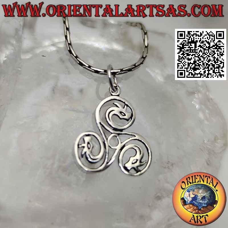 Colgante de plata en forma de Triskele triskell triskel de dragones
