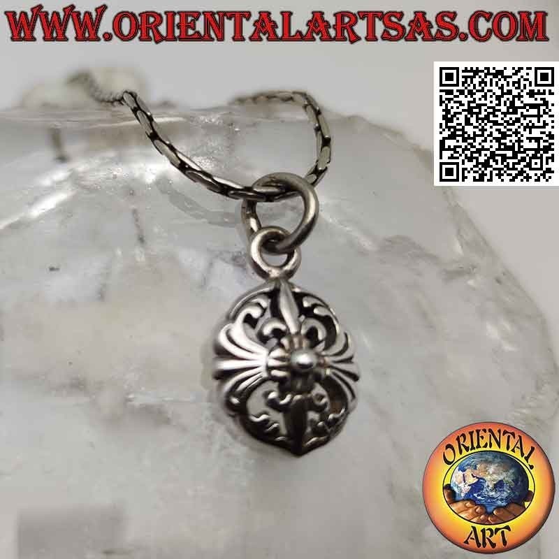 Silver pendant, Greek cross lily shield