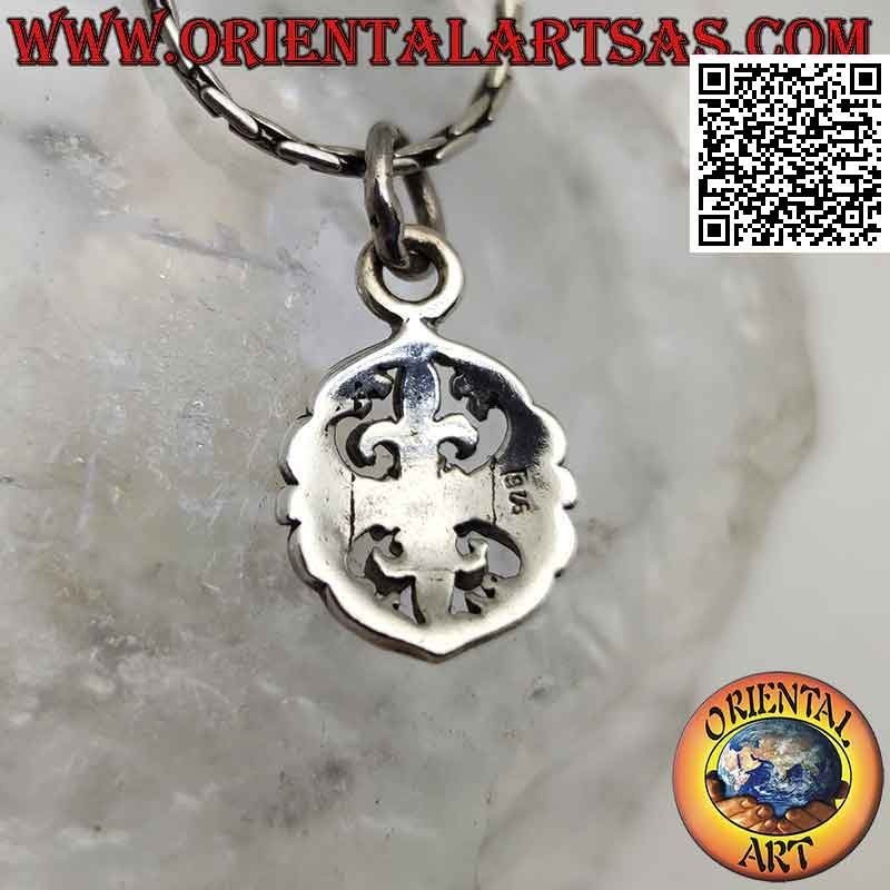 Pendentif en argent, croix grecque avec bouclier de lys