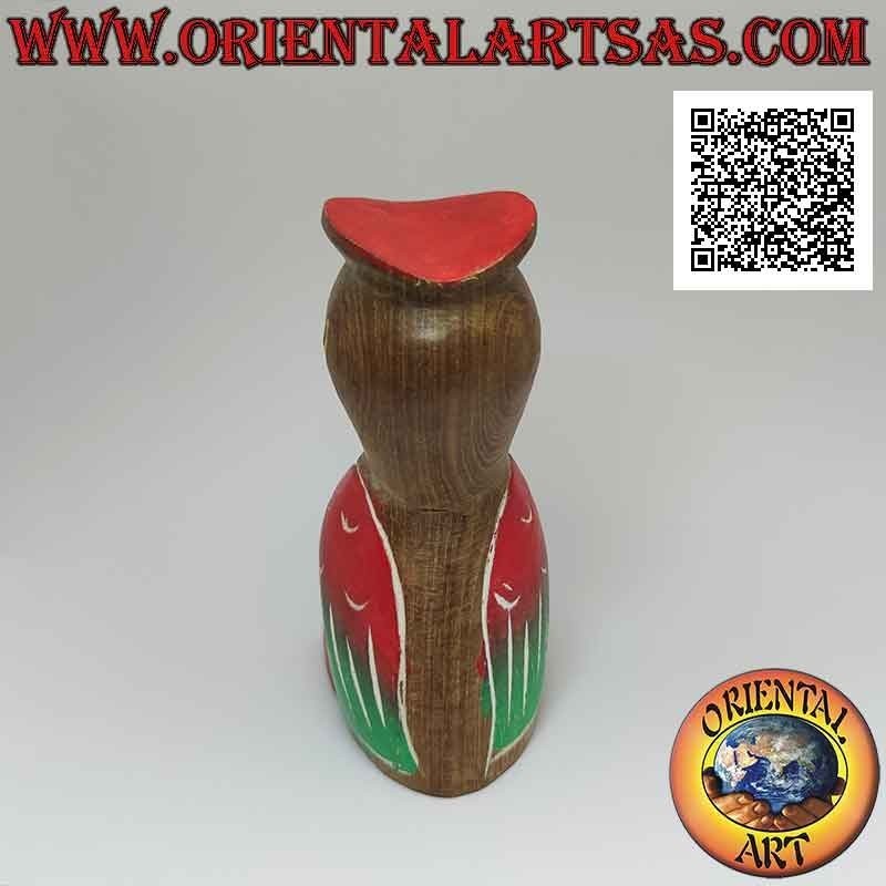 Sculpture of a toco toucan with "graduate" hat hand painted, in 12 cm teak wood