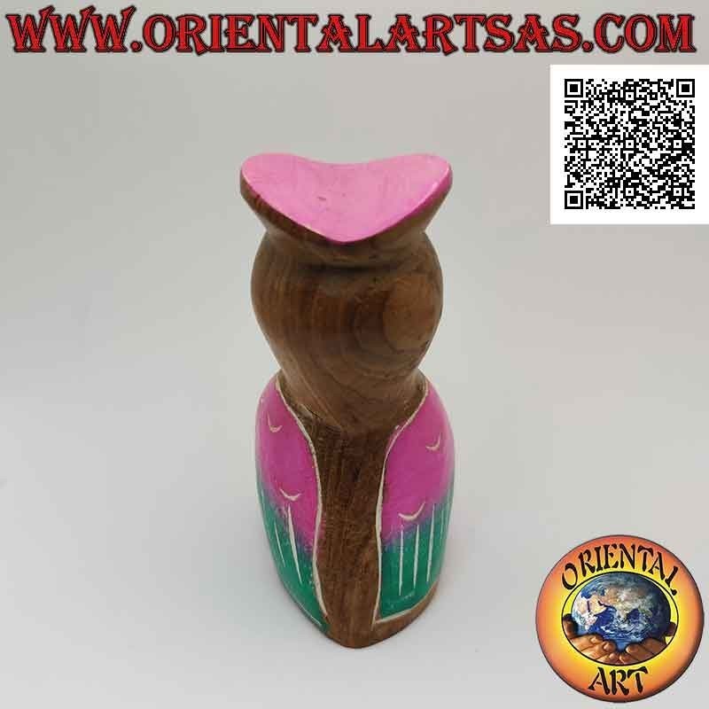 Escultura de tucán toco con sombrero "graduado" pintado a mano, en madera de teca de 12 cm.