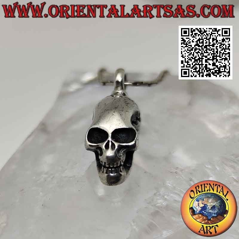 Silver pendant in the shape of a Skull (homo sapiens) with an elongated skull