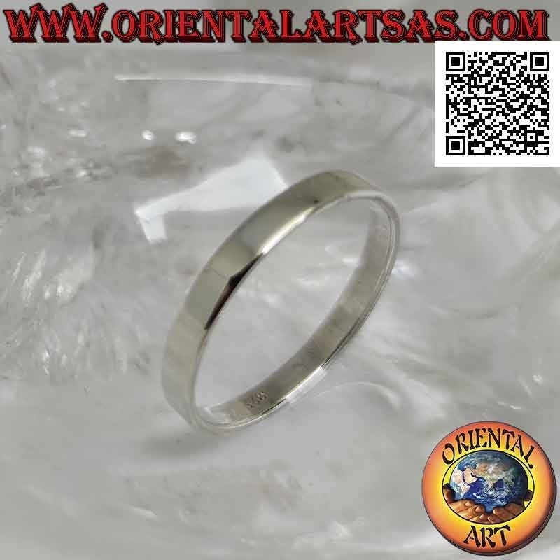 Bague en argent avec bande lisse plate (3 mm.)