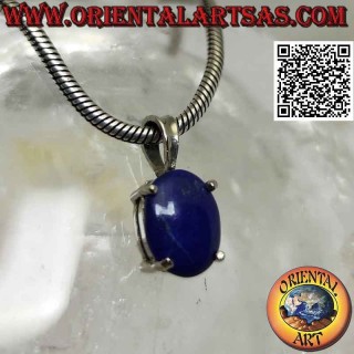 Ciondolo in argento, lapislazzulo ovale cabochon incastonato