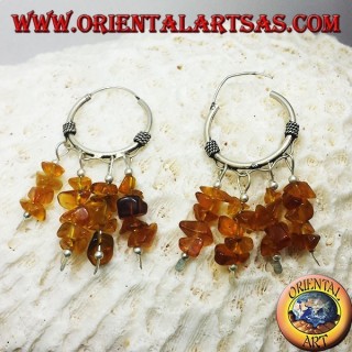 Silber Hoop Ohrringe mit Bernstein