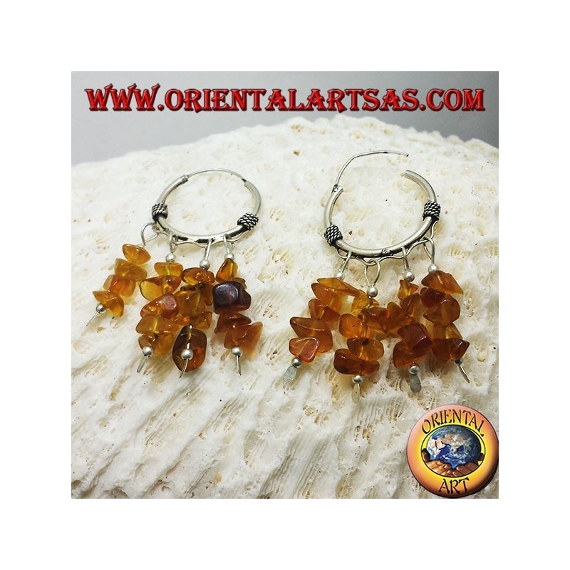 orecchini in argento a cerchio con Ambra  