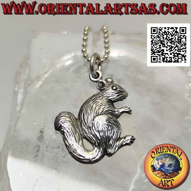 Squirrel-shaped silver pendant