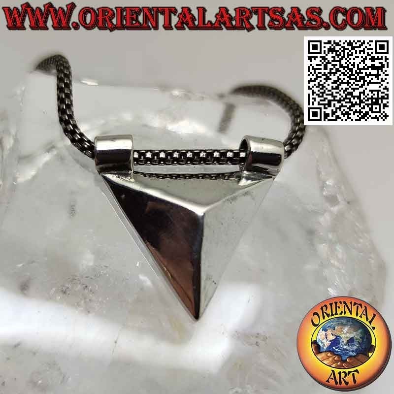 Silver pendant in the shape of a smooth equilateral pyramid seen from above