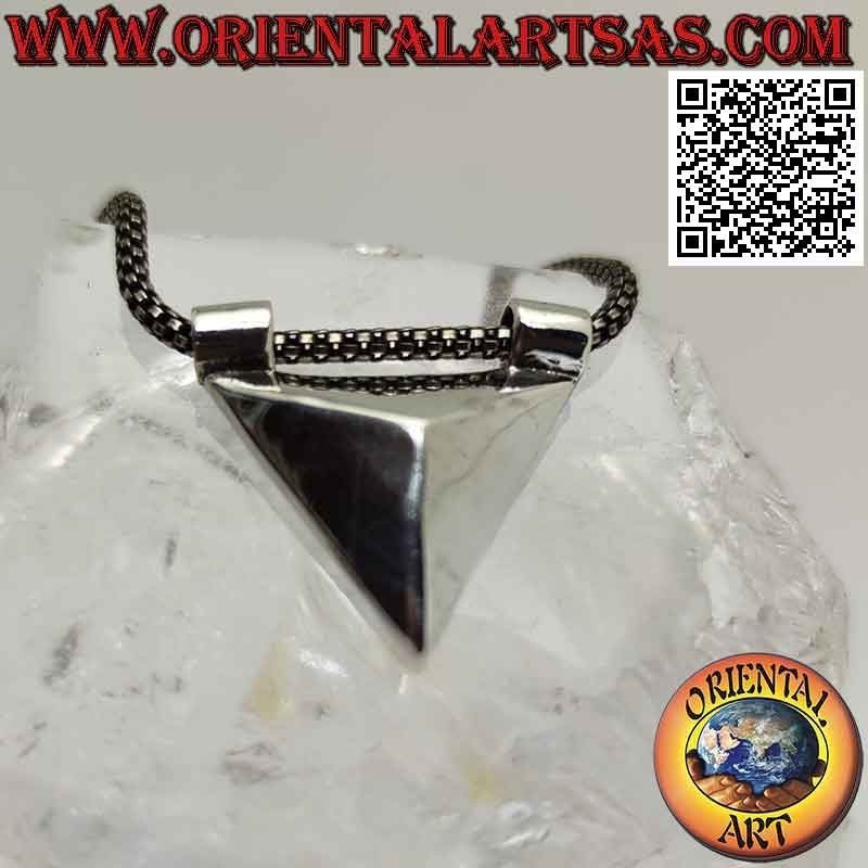 Silver pendant in the shape of a smooth equilateral pyramid seen from above